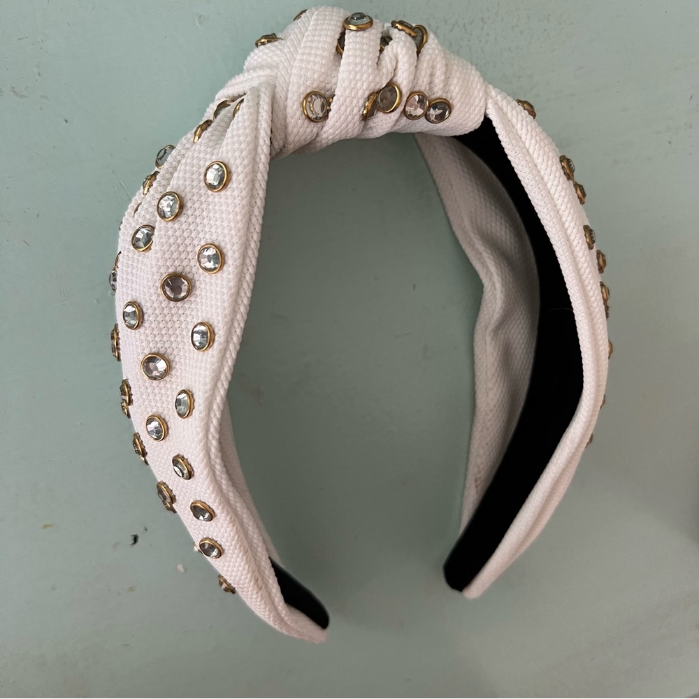 White Embellished Knot Headband